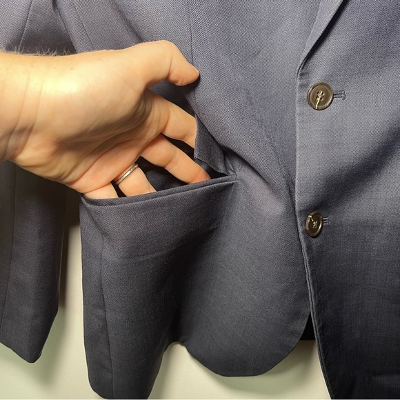 J.Crew Factory Men’s Navy Wool Thompson Blazer Size 36S Two Button Suit Jacket - Picture 5 of 11